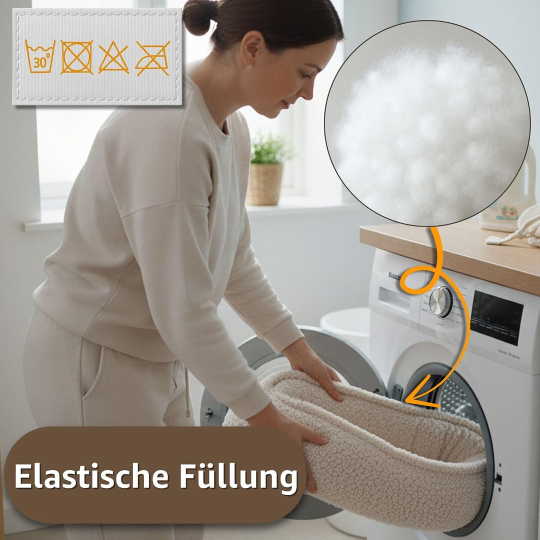 Babynest Nestchen Baby aus Teddy Plüsch 90x50 cm - Babynestchen Neugeborene Nest für Kinder Bett und