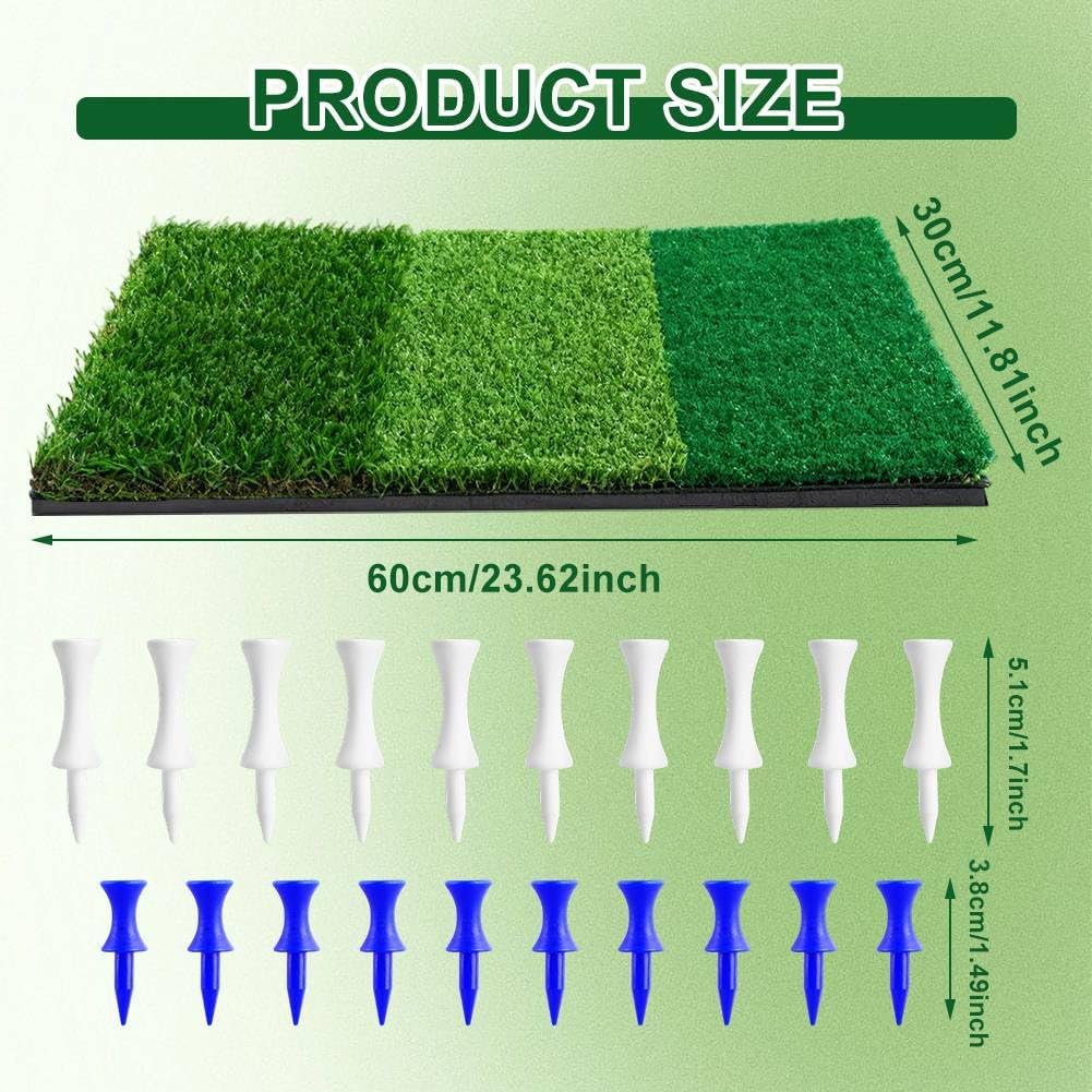 3 in 1 Golf-Schlagmatte, 60x30 cm Golf Abschlagmatte mit Enge Lie, Rough und Fairway für Indoor Outd