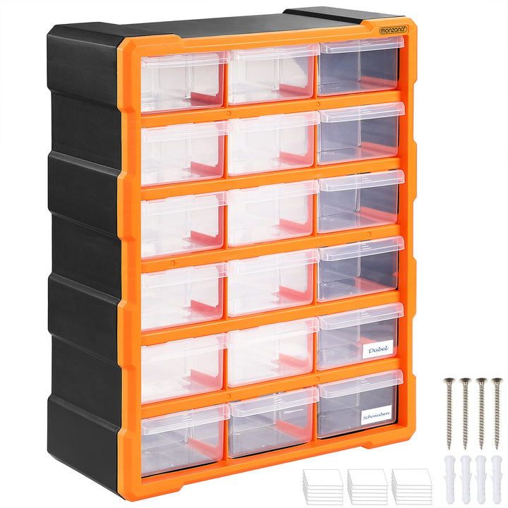 MONZANA® Sortimentskasten MW1506 18 Schubladen 47,5x38x16cm Trennwände bis 36 Fächer Werkstatt Sorti