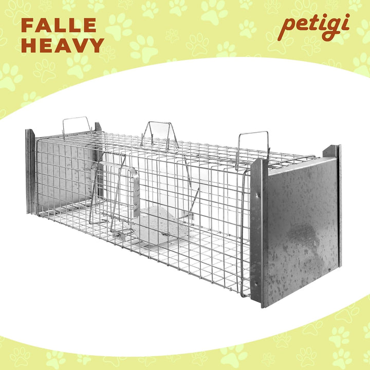 Petigi Tierfalle Lebendfalle für kleine bis mittelgrosse Tiere wie Maus, Katze, Marder, Fuchs, Otter