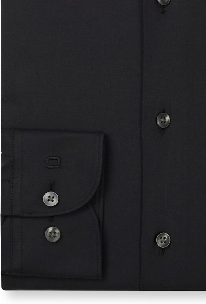 OLYMP Herren Oberhemd Langarm Luxor.24.Seven,Twill,modern fit,Global Kent 37 Schwarz 68, 37 Schwarz