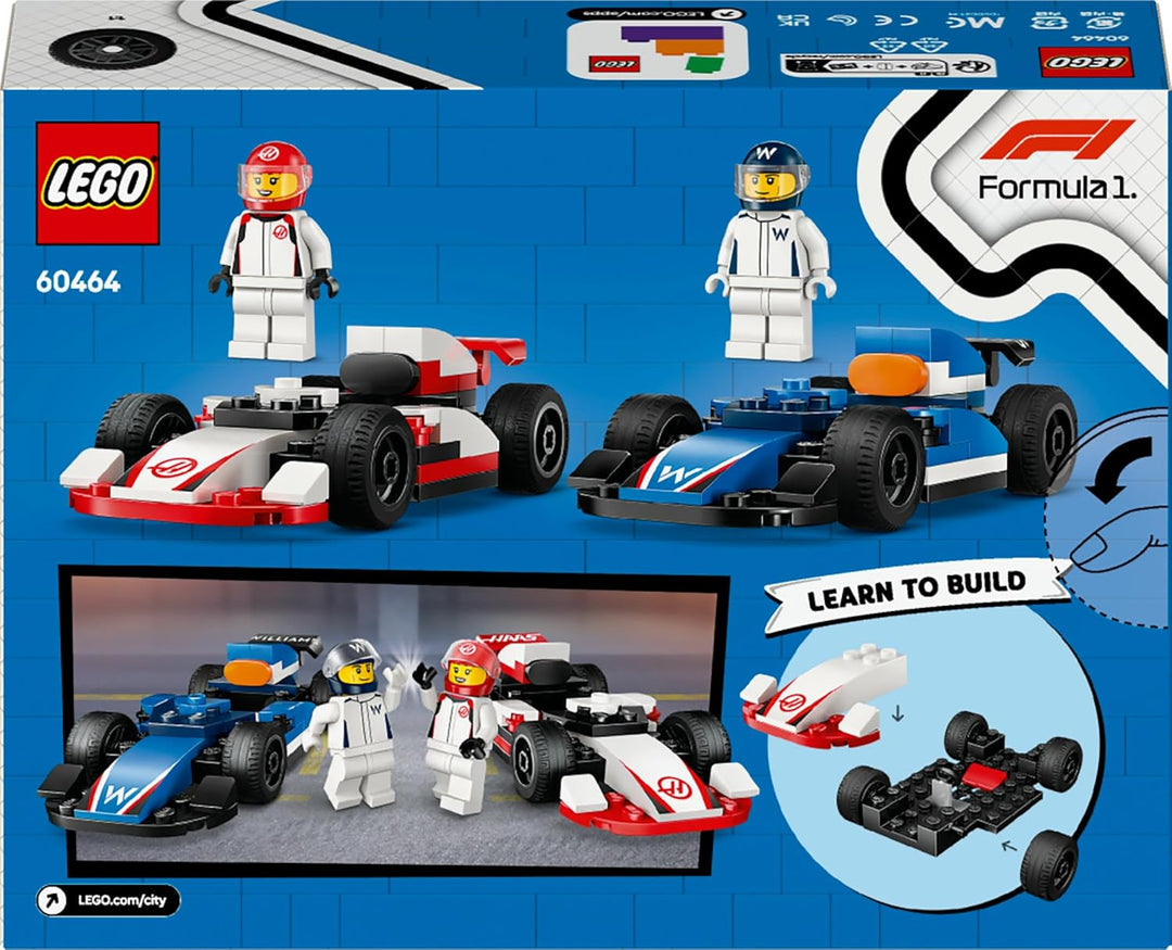LEGO City F1 Williams Racing und Haas F1 Rennautos - Formel 1 Spielzeug mit baubaren Autos und 2 Ren