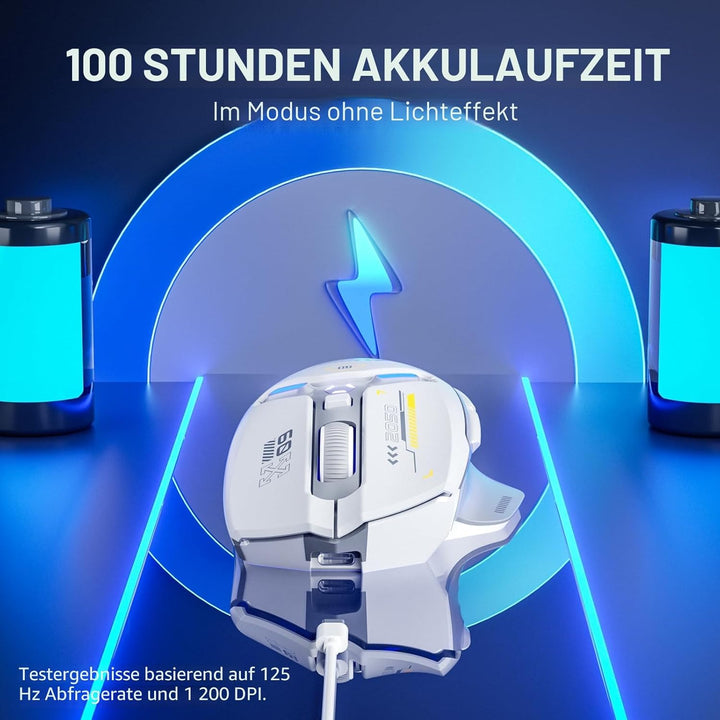 inphic IN9 Gaming Maus kabellos, echte Tri-Mode 2,4G Wireless/Type-C Wired/Bluetooth Maus, 10k DPl,