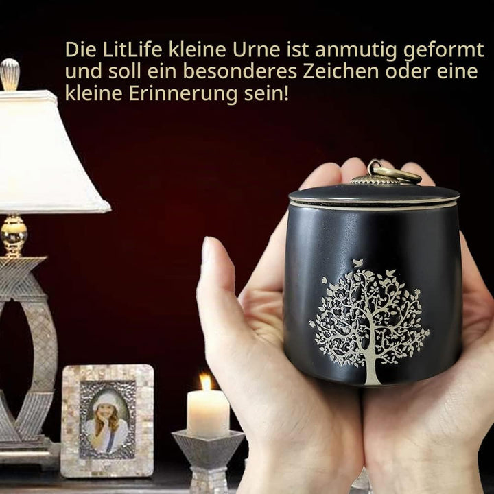 Kleine Urnen für menschliche Asche Erwachsene Männlich Weiblich Baum des Lebens Schwarz Dekorative U