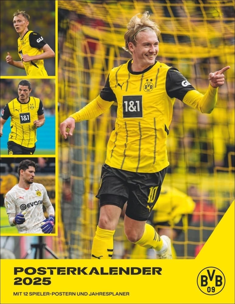 BVB Posterkalender 2025: Jahres-Wandkalender 2025 für Fussballfans. Fotokalender mit den Stars von B