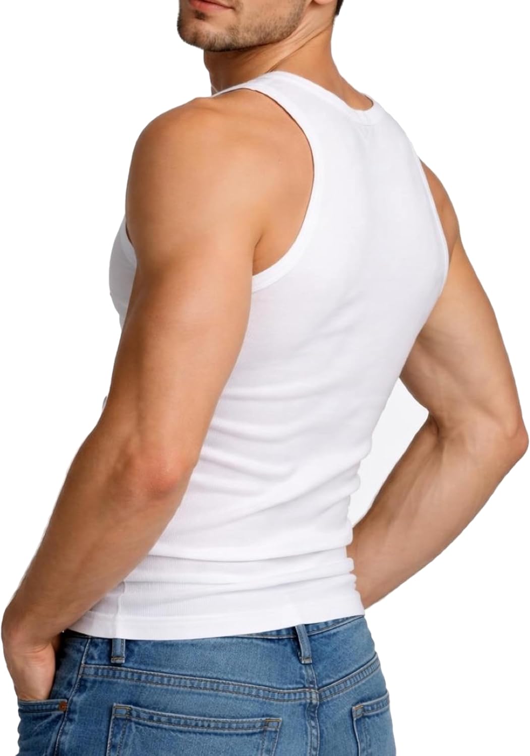2 | 4 | 6 | 10 Pack Herren Unterhemden Marke Cocain - Achselhemd 100% Baumwolle - Weiss FEINRIPP - G