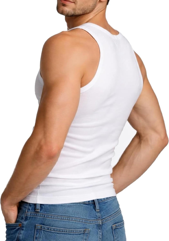 2 | 4 | 6 | 10 Pack Herren Unterhemden Marke Cocain - Achselhemd 100% Baumwolle - Weiss FEINRIPP - G