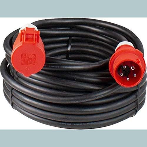 as - Schwabe 60549 CEE-Verlängerung 400V / 32A, 10m H07RN-F 5G4 mit Phasenwendestecker, schwarz, IP4