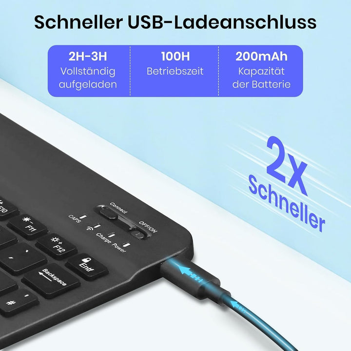 Tastaturhülle für Samsung Galaxy Tab S10 FE/S9 FE 10.9"/S9 11", Magnetische abnehmbare Bluetooth-Tas