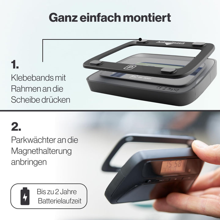 Parkwächter V0 Digitale Parkscheibe mit 2 Scheibenadapter, entspricht der Strassenverkehrsordung, el