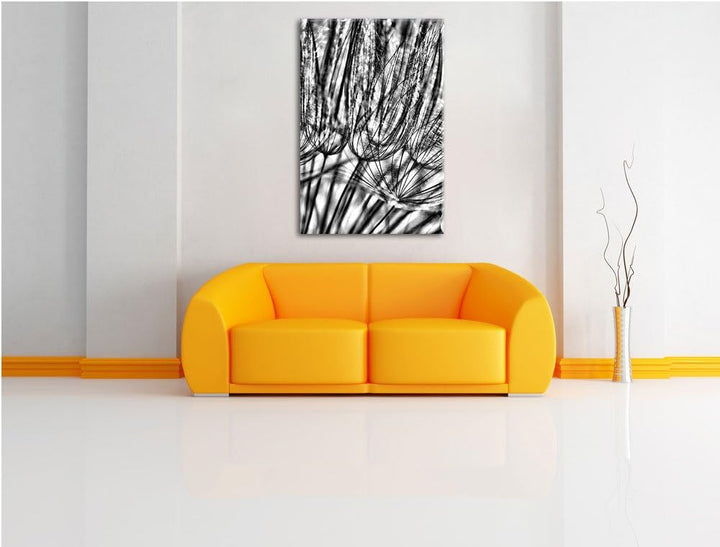 Monocrome, Pusteblumen, Format: 100x70 auf Leinwand, XXL riesige Bilder fertig gerahmt mit Keilrahme