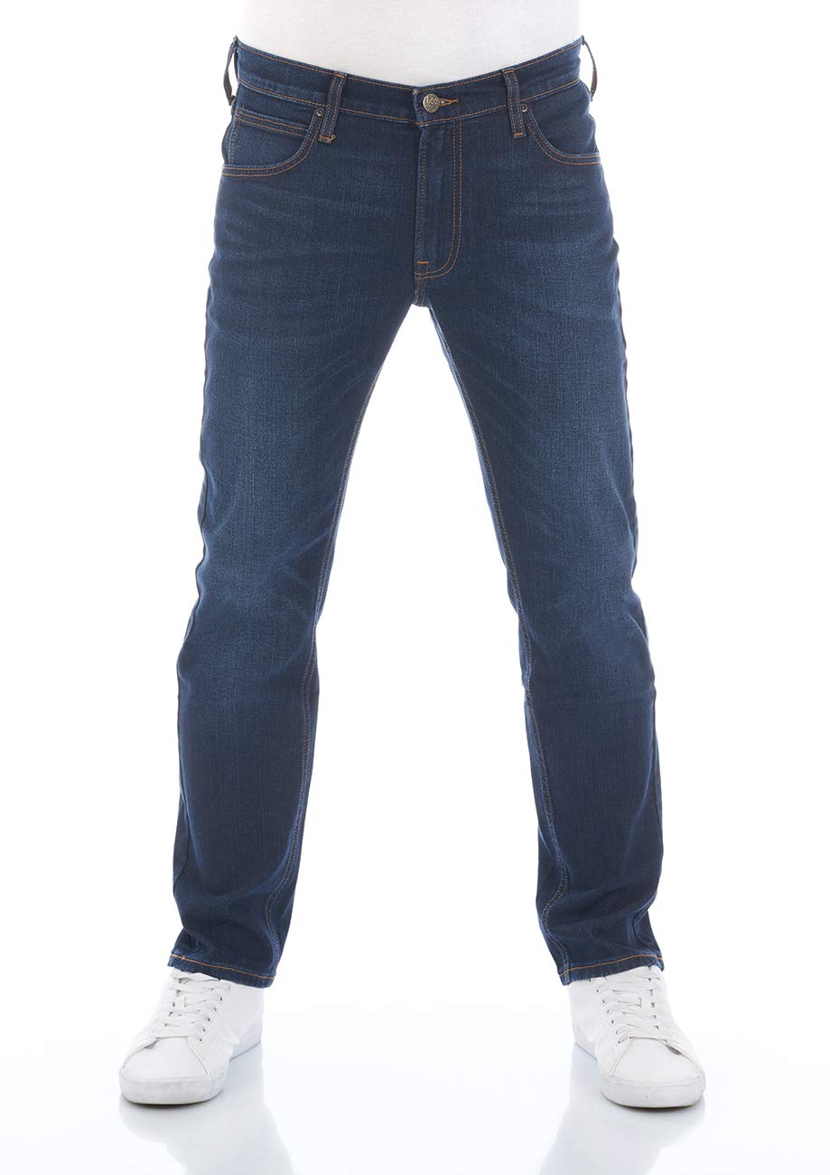 Lee Herren Jeans Regular Fit Daren Zip Fly Hose Straight Jeanshose Baumwolle Denim Stretch Blue Schw