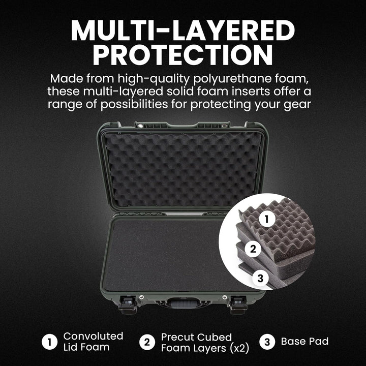 Nanuk 935 Wasserdichter Hartschalenkoffer Mit Plüschschaumeinlage und Organizer für Deckele - Olive