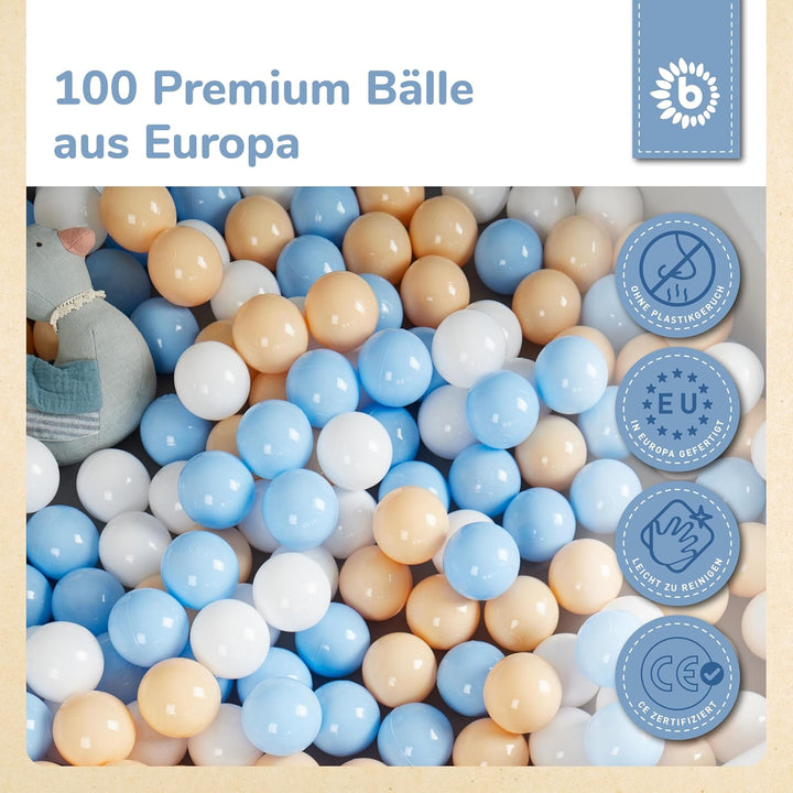 Bieco Bälle für Bällebad Beach | 100 Stück | Bunte Bälle | Bällebad Kinder | Bällebad Baby | Bälleba