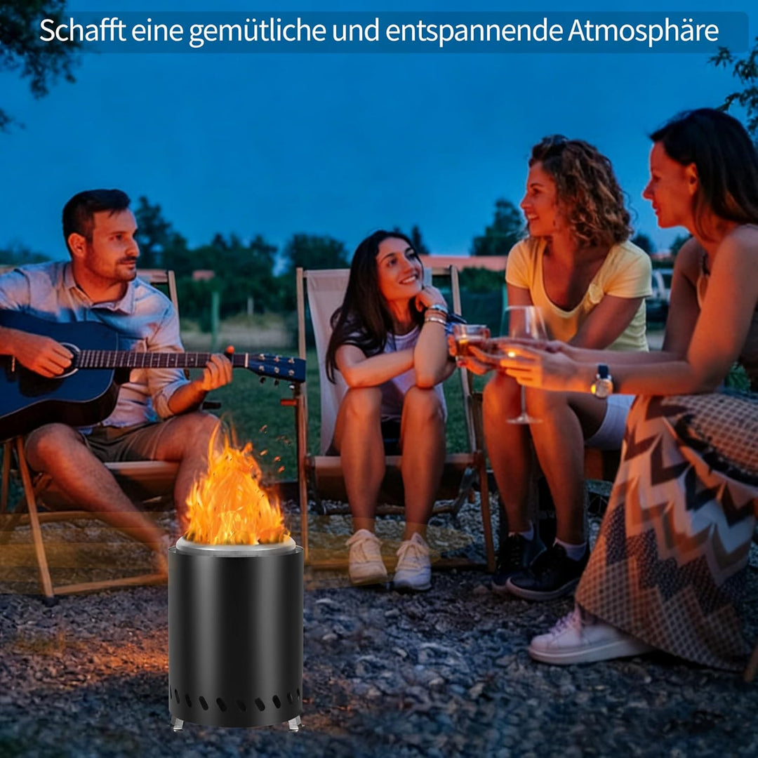Tragbare Feuerschale 18cm Edelstahl – Rauchfreier Camping Feuerkorb mit Reisetasche &amp; Feuerfester Ma