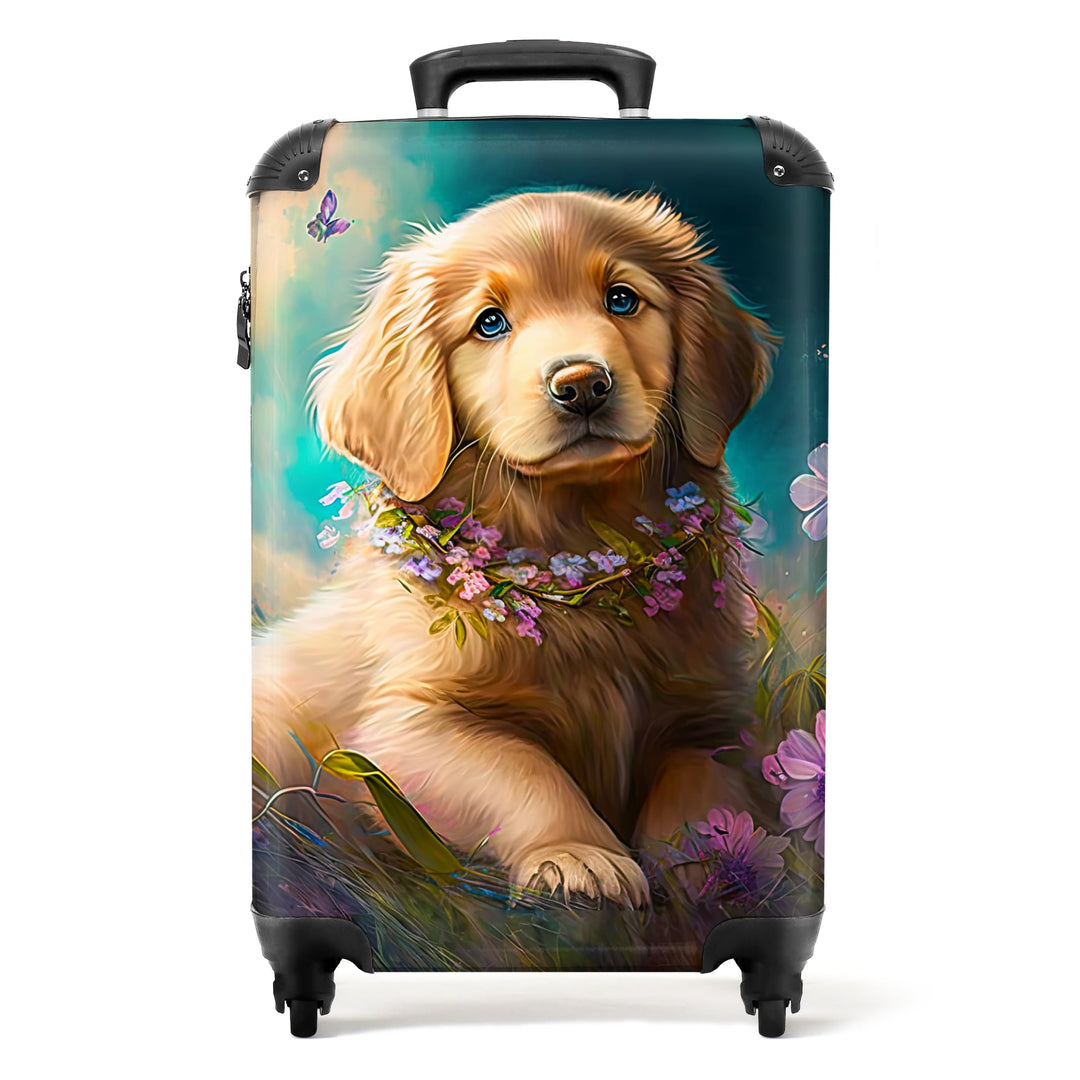 NoBoringSuitcases.com® Koffer Handgepäck Trolley Rollkoffer Kleine Reisekoffer mit 4 Rollen - Welpe