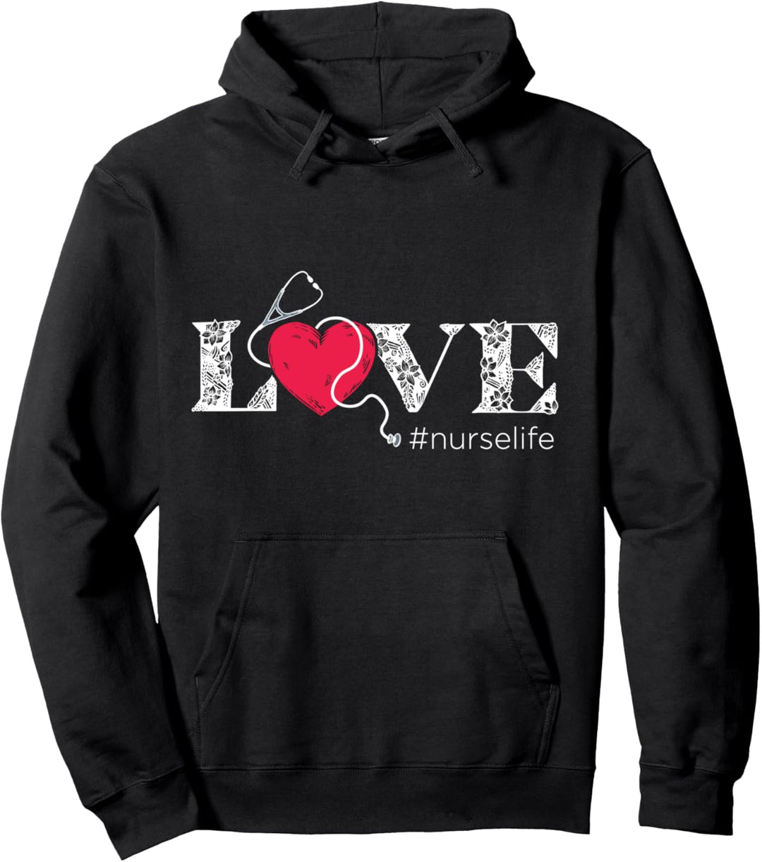 Registrierte Krankenschwester Herz Stethoskop Pflege Pullover Hoodie