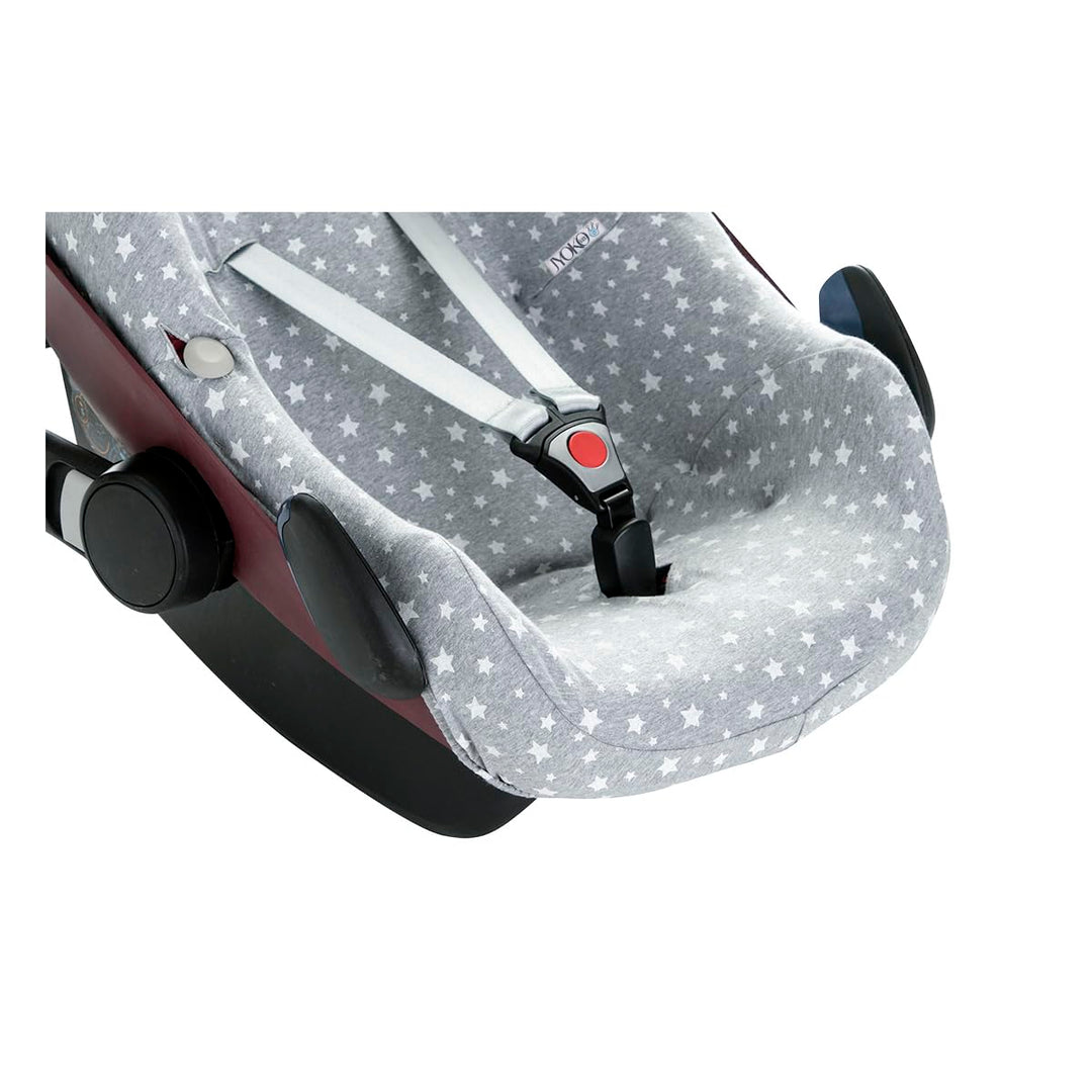 JYOKO KIDS Baumwollbezug für Autositz kompatibel mit Pebble Maxi Cosi, Bebe Confort (White Star), Wh