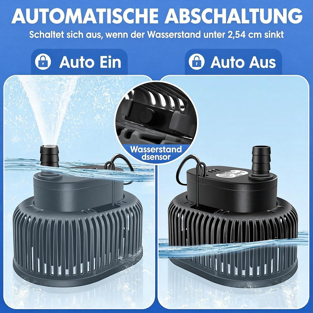 Tauchpumpe, Tauchpumpe Schmutzwasser Regenfasspumpe 75W, automatischer Wasserstands-Sensor, Entwässe