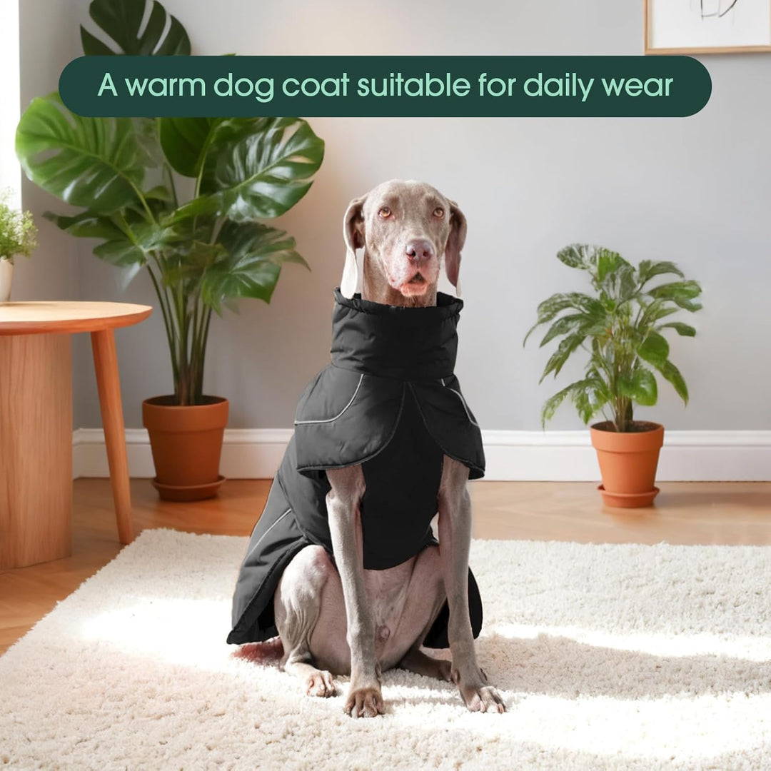Kuoser Hundemantel Hundejacke, Warme wasserdichte Hundejacke mit Reflektierendem Design, Kordelzug a