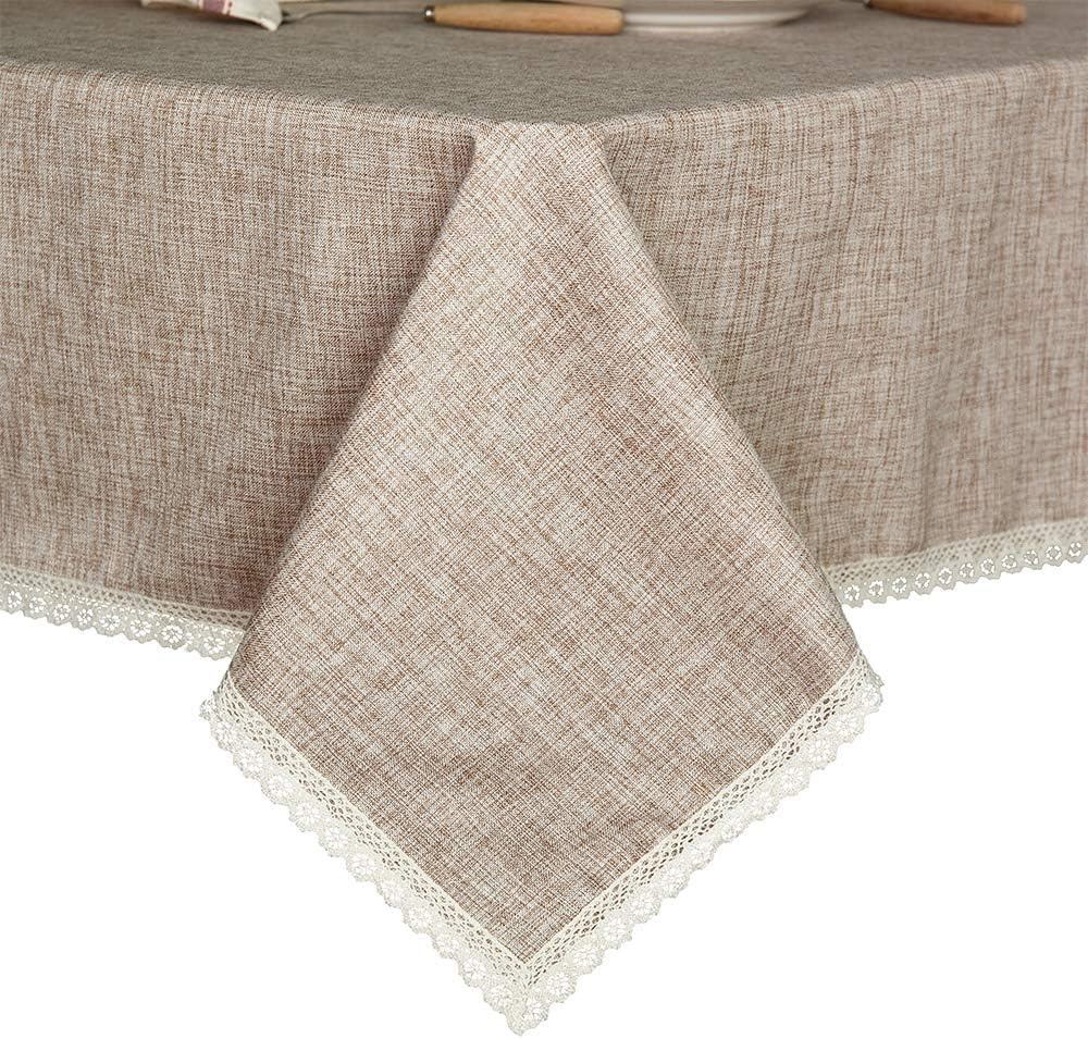 GLORY SEASON Leinen Rustikale Sackleinen Waschbare Tischdecke, Solide Schweres Gewicht 150 x 260 cm