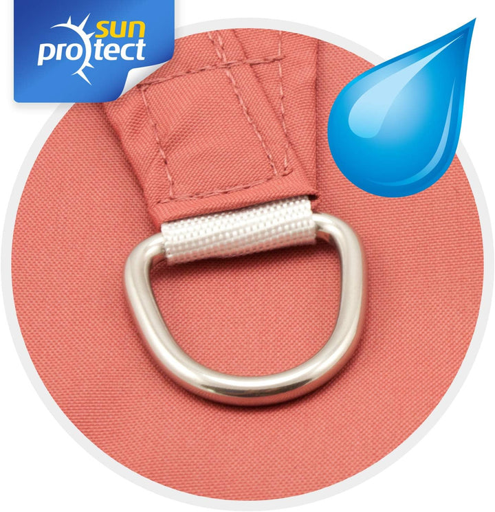 sunprotect 83270 wasserabweisend Sonnensegel Hydro, 3 x 3 m, Quadrat, wasserabweisend, rost-rot 3x3m
