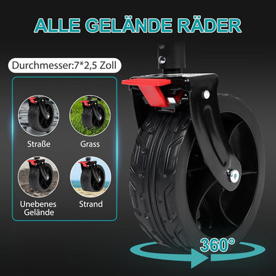 Sekey XXL Bollerwagen Faltbar mit Erweiterbarer Heckklappe 135L & 200L, Faltbarer Bollerwagen Klappb