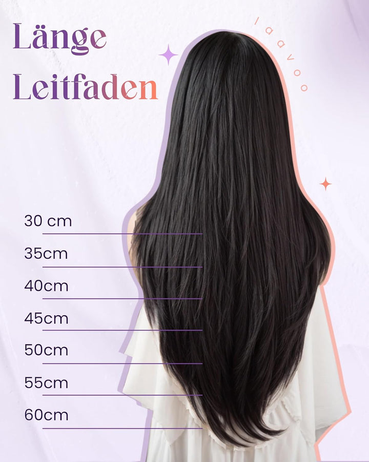 LaaVoo Tressen Echthaar Extensions Schwarz Echthaar Tressen Zum Einnähen Haarverlängerung Echthaar E