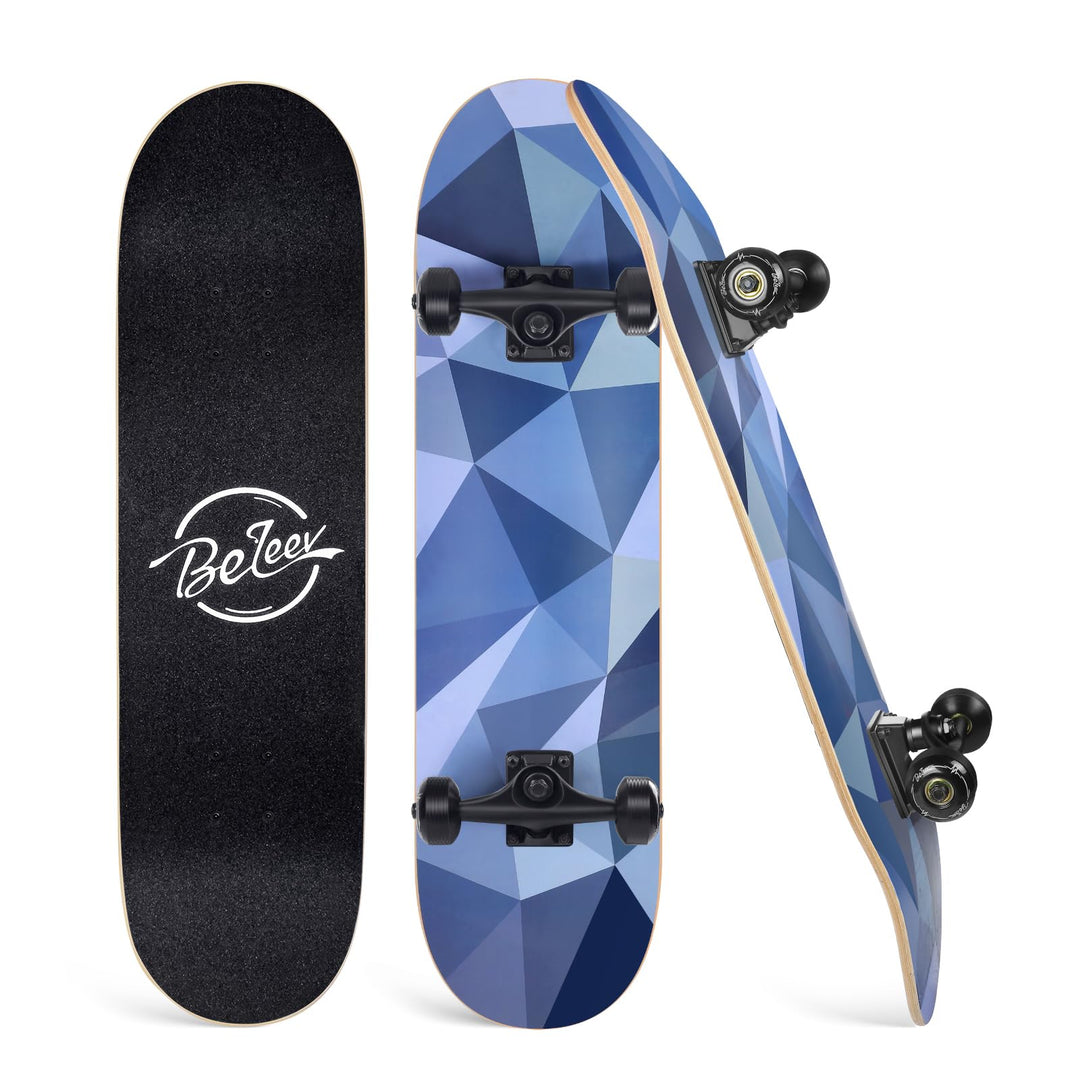 BELEEV Skateboard 31x8 Zoll Komplette Cruiser Skateboard für Kinder Jugendliche Erwachsene, 7-Lagige