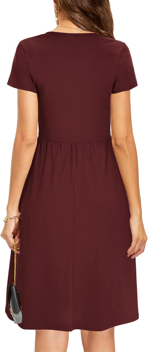 STYLEWORD Damen Sommerkleid Kurzarm V-Ausschnitt Kleider Blumenmuster Kleid Wickelkleid Mit Taschen