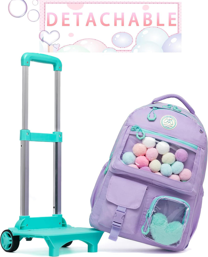 HTgroce Lila Süsser Kinder Trolley Rucksack Schultasche Schulranzen Mädchen schultrolleys Schulrucks
