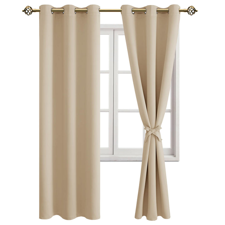 JIUZHEN Blickdicht Vorhänge Gardinen Ösenvorhang für Schlafzimmer Wohnzimmer,Beige Verdunkelungsvorh