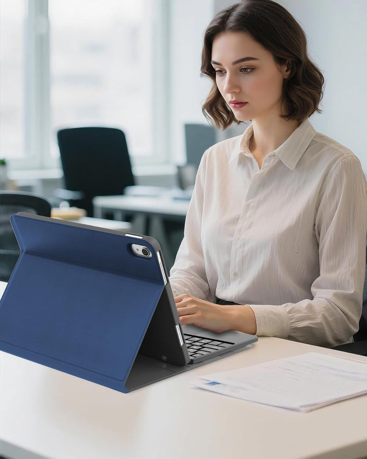 Hülle mit Tastatur und Touchpad für iPad 11./10. Generation (2025/2022) – QWERTZ Deutsch Bluetooth K