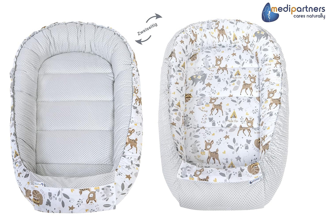 Medi Partners 5 teilig Babynestchen Set Babynest 100x60x15 herausnehmbarer Einsatz Bett Kuschelnest