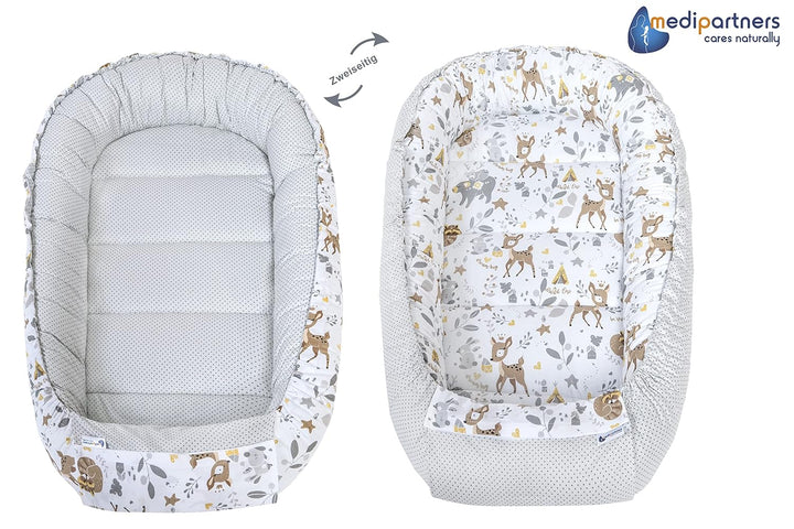 Medi Partners 5 teilig Babynestchen Set Babynest 100x60x15 herausnehmbarer Einsatz Bett Kuschelnest