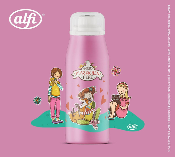 alfi KIDS ISO BOTTLE 350ml,Ida- Schule der Magischen Tiere, Isoliertrinkflasche Kinder Edelstahl, di