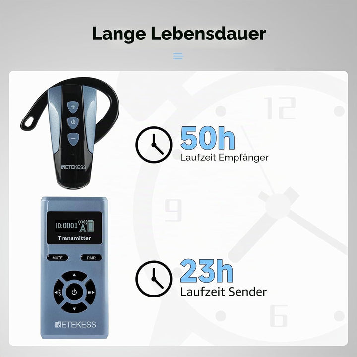 Retekess TT106S Tour Guide Headsets, Tour Guide System Ohrbügel (5) | für Konferenzen, Reisen, Ohrbü