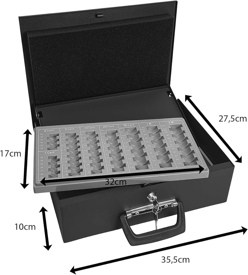 Wedo 150100801 Geldzählkassette Universa (aus Stahlblech, für Hart- und Papiergeld, mit zwei Tragegr