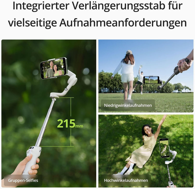 DJI Osmo Mobile 6 Fill Light Combo, 3-Achsen-Handy-Gimbal, integr. Verlängerungsstab, tragbar & falt