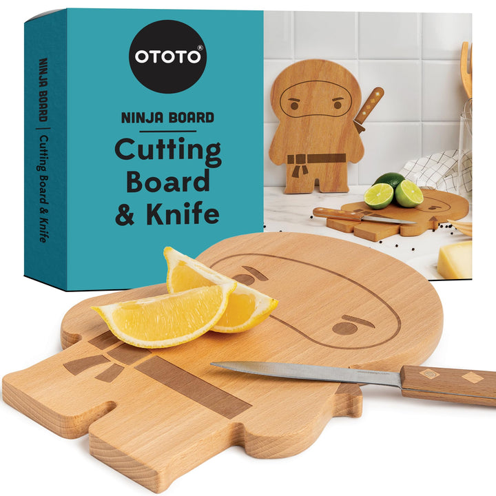 OTOTO – Ninja Board – Kleines Schneidebrett und Messer Set – Küchengeschenk zum Schneiden von Obst u