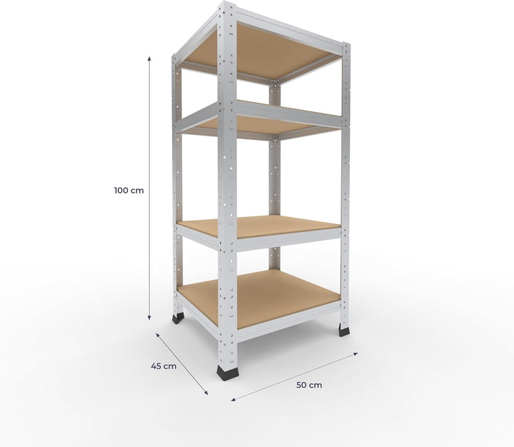 shelfplaza Home 100x50x45cm Schwerlastregal verzinkt mit 4 Böden x 175kg | Kellerregal · Lagerregal
