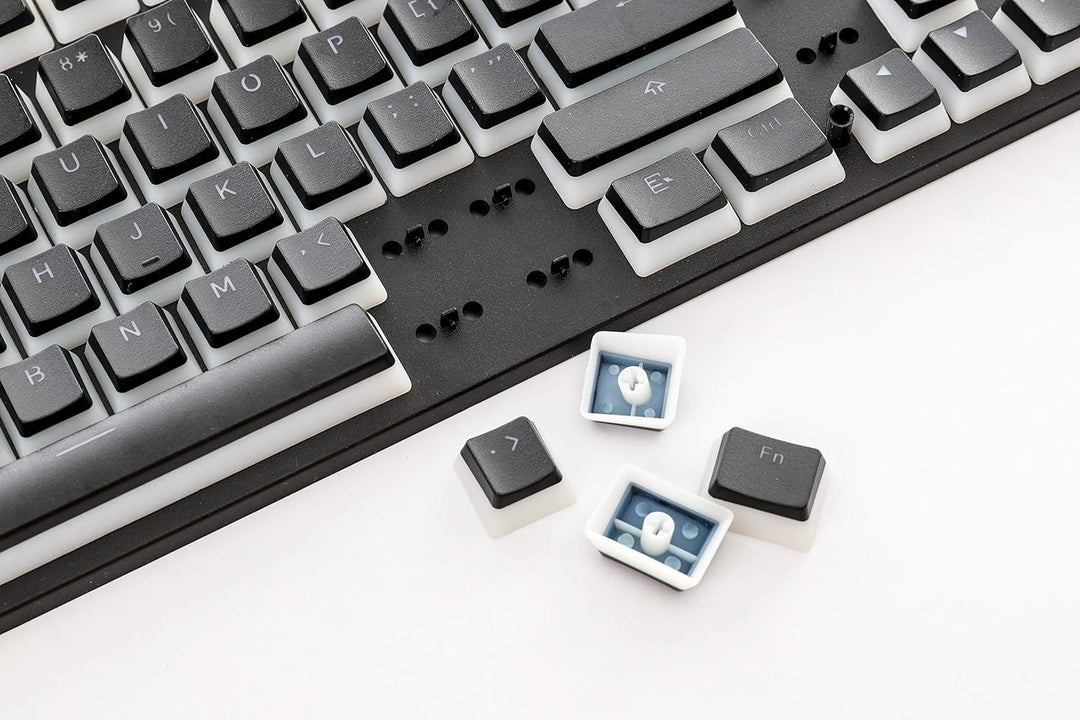 HK Gaming 108 Double Shot PBT Pudding Keycaps Keyset for Mechanical Gaming Keyboard MX Switches (Bla
