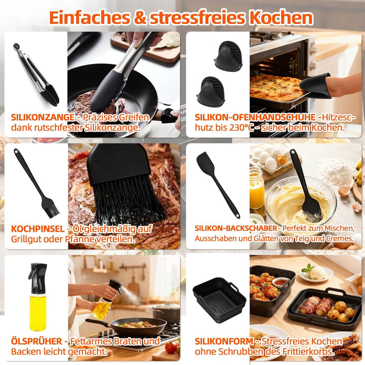 Airfryer Zubehör für Ninja Foodi Max Dual Zone AF400EU AF400EUCP 9,5L, Silikonform Heissluftfritteus