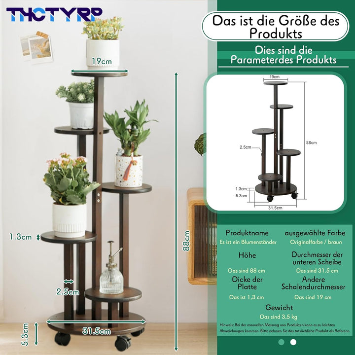 THCTYRP Hoher und niedriger Bambus-Blumenständer, Scheibenblumenständer, Pothos-Blumentopfständer mi