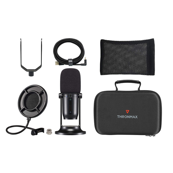 Thronmax Mdrill One (M2KIT) Kondensator Mikrofon SET (Schwarz) für professionelle HD Aufnahmen (48kH