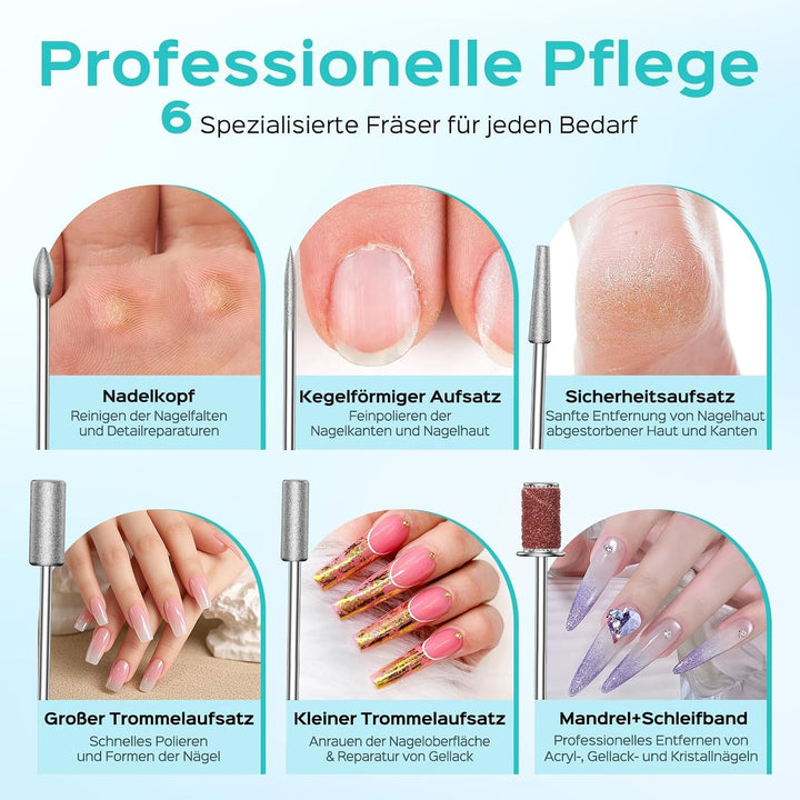 COSLUS C50 Nagelfräser Kabellose Elektrische Nagelfeile: 12-stufiger Nagelfräser mit LED-Display für