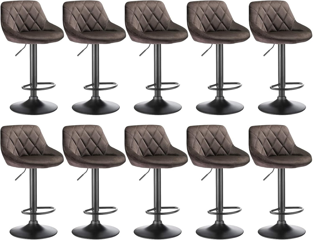 XUANYU 10er-Set Barhocker aus Samt Höhenverstellbare 63-83 cm Barstühle 360° Drehstuhl Küchenstühle