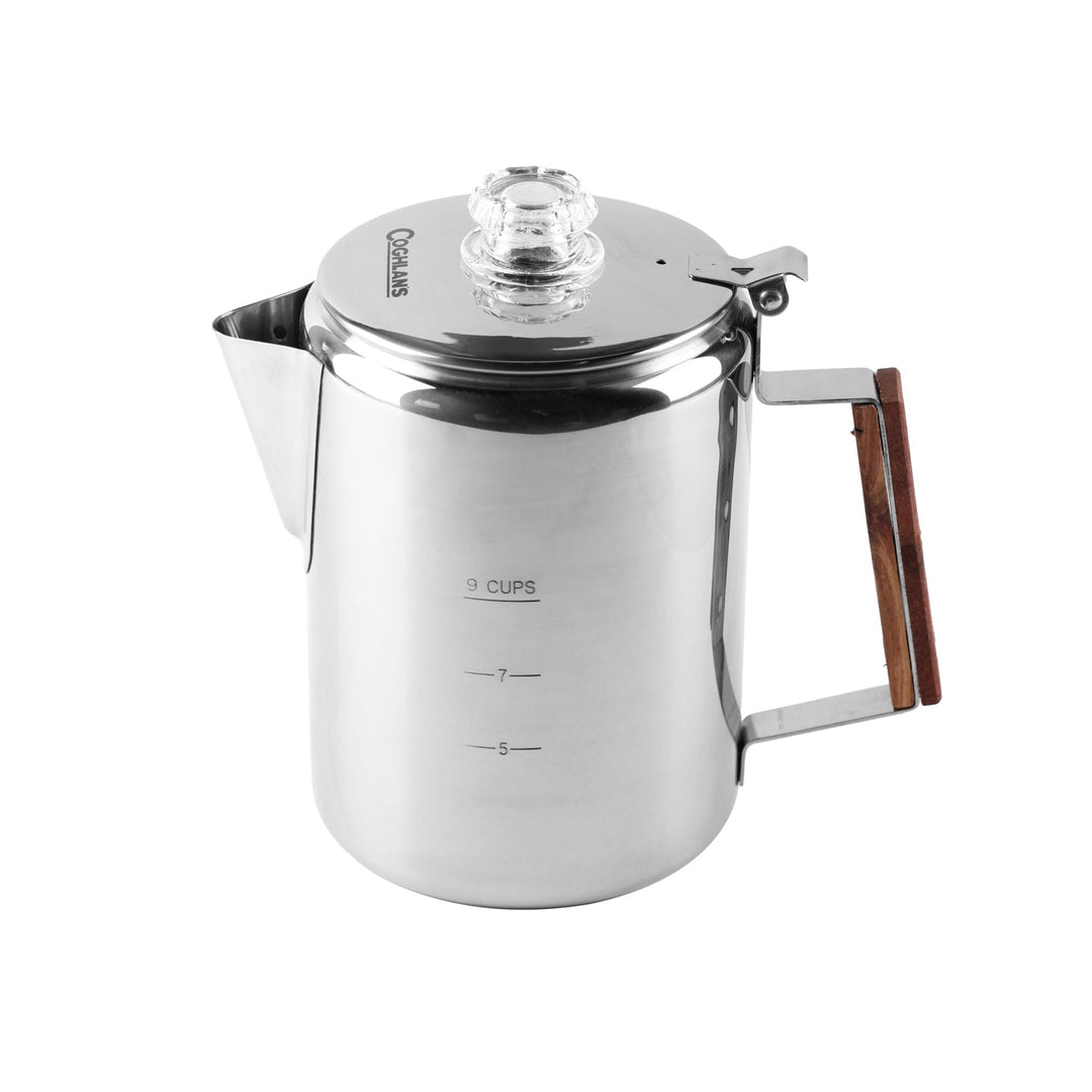 Coghlans Unisex – Erwachsene Coffee Pot Edelstahlkanne 9 Tassen Silber, 9 Tassen Silber