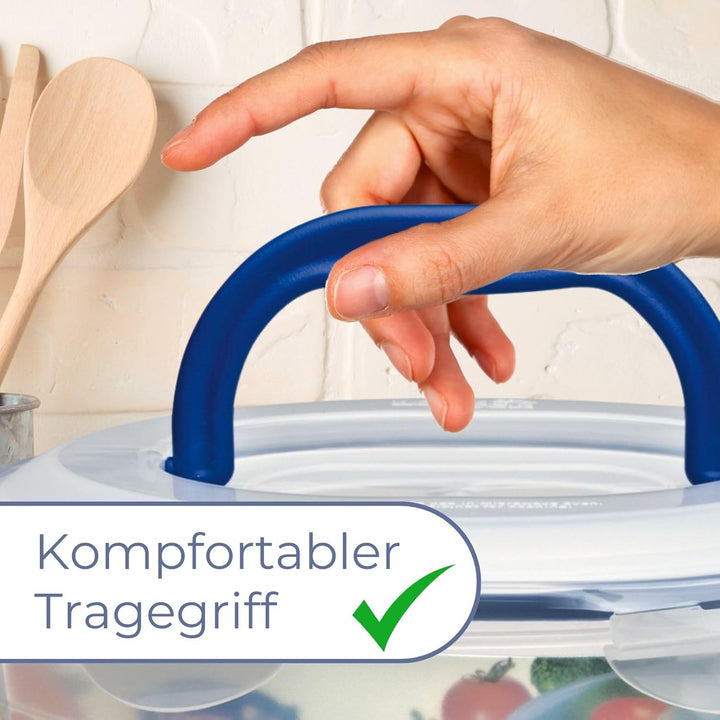 LocknLock PP Classic Frischhaltedose rund mit Griff, 5 L, Ø 28,5 x 12,8 cm, Sicherer Transport von S
