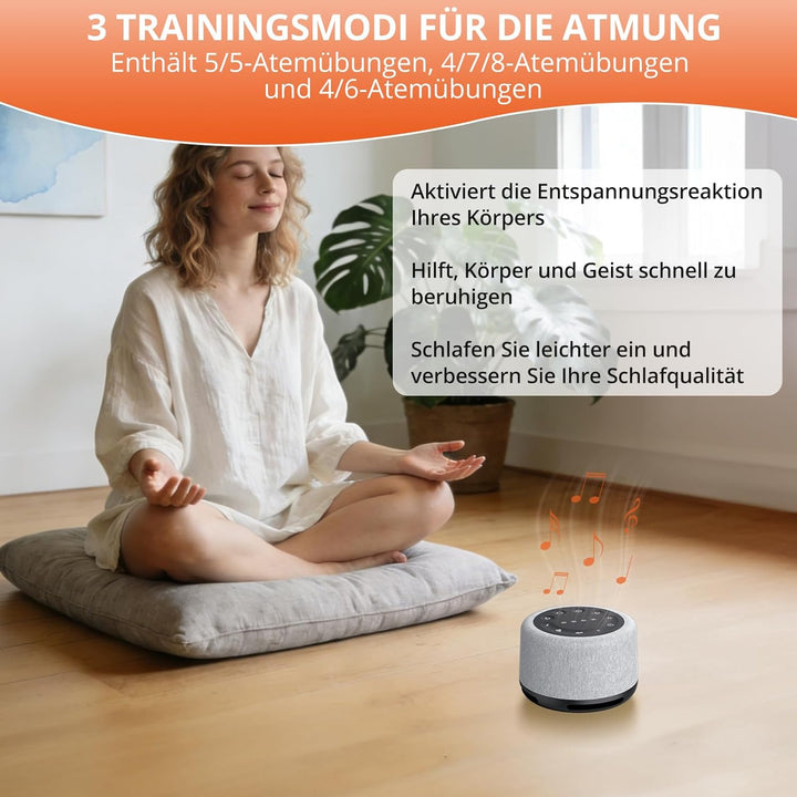 FUNYKICH White Noise Machine, 30 Klänge, Atemtraining, Aufnahmefunktion, 7 Farblicht & Atemlicht, Wi